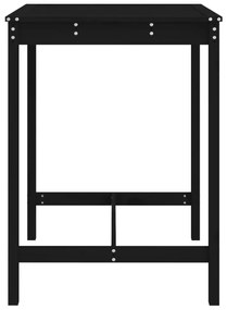 fekete tömör fenyőfa kerti asztal 82,5x82,5x110 cm
