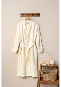 Krémszínű muszlin fürdőköpeny L/XL Kimono – Foutastic