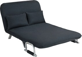 HOMCOM Ágyazható Kanapé Állítható Háttámlával, Díszpárnákkal, Alvás Funkcióval, Bársonyos Megjelenéssel, Karfával, Vendégágyként, Összecsukható Szék a