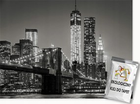 Fotótapéta Város Éjszaka Fekete-fehér Híd Hálószoba Nappali Tapéta 350x250