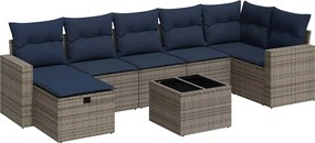 vidaXL 8 részes szürke polyrattan kerti ülőgarnitúra párnákkal