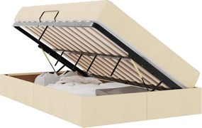 vidaXL Ágy tárolóval és matraccal Krém 120 x 200 cm Poliészter