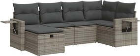 vidaXL 6 részes szürke polyrattan kerti ülőgarnitúra párnákkal