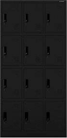 Fekete MARCIN fém BHP uzsonnás szekrény, 900 x 1850 x 400 mm