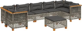 vidaXL 8 részes szürke polyrattan kerti ülőgarnitúra párnákkal