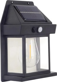 Struhm Napelemes fali lámpa fekete újratölthető Led mozgásérzékelő IP44