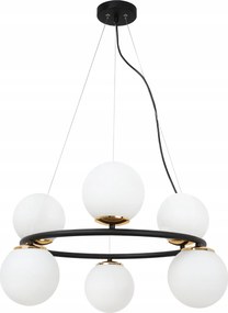 Mennyezeti Lámpa Függeszték Csillár Gyűrű Fekete-arany Fehér Gömbök Modern E14