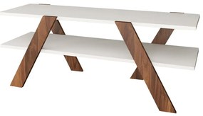 Fehér-natúr színű TV-állvány diófa dekorral 120x33 cm Basic – Kalune Design