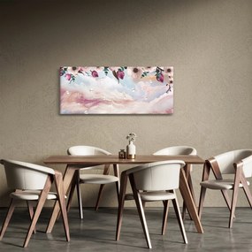 Rózsaszín virágokképe rózsaszín márvánnyal (120x50 cm)