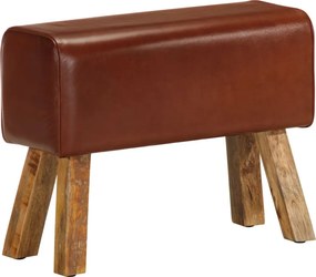 vidaXL barna valódi bőr és tömör mangófa tornapad 58 cm