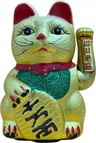 Japán Macska Maneki-Neko Kínai Boldogság Csillámos 21 cm Kerámia