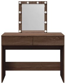 barna tölgy színű fésülködőasztal LED-del 100 x 40 x 130 cm