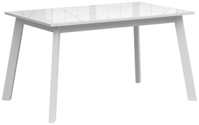 Asztal Boston CE125Fehér, Fényes fehér, 77x85x140cm, Hosszabbíthatóság, Közepes sűrűségű farostlemez, Fa