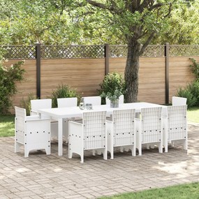 Kert étkező szett 11 pcs Fehér Polt rattan