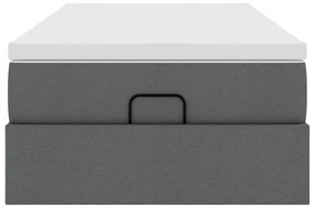 Ottomán ágykeret matraccal sötét szürke 90x190cm szövet