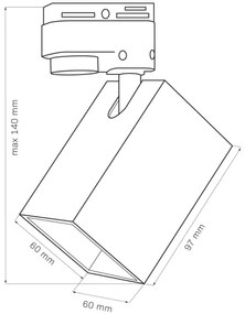 Spotlámpa sínrendszerhez SQUARE 3xGU10/10W/230V + 1 m sín rendszer