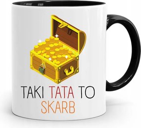 Bögre Fekete Ajándék Apák Napjára Apa Egy Kincs, fényképes nyomtatással