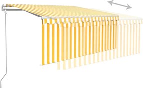 Sárga-fehér LED-es, szélérzékelős napellenző redőnnyel 3,5x2,5m