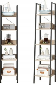 Ipari Magas Álló Könyvespolc Világos Barna 5 Polcos Loft Létra 170 CM