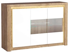 Vitrin Livia 03 (LED világítással) (ribbeck tölgy + fényes fehér). 1057859