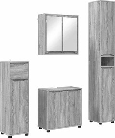vidaXL Fürdőszoba bútor szett fiókkal 4 pcs Szürke Sonoma Faanyag