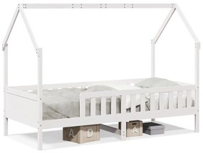 fehér tömör fenyőfa házikó gyerekágykeret 90 x 200 cm