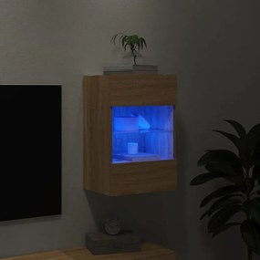 sonoma tölgy színű fali TV-szekrény LED-ekkel 40x30x60,5 cm