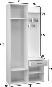 Duo előszobafal, sonoma