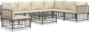 vidaXL 8 részes antracitszürke polyrattan kerti ülőgarnitúra párnákkal