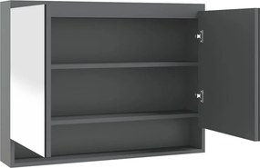 vidaXL szürke MDF tükrös fürdőszobaszekrény 80 x 15 x 60 cm