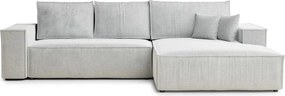 Világosszürke zsenília kinyitható-tárolóhelyes sarokkanapé (jobb oldali-heverő résszel) Maze – Maison de Rêve
