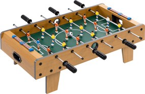 HOMCOM Asztali Foci Játék 6+ Éves Gyerekeknek, Fa Foci Játék 2 Labdával, 6 Fogantyúval, 2 Pontszámlálóval, 18 Játékossal, 69x36.5x22 cm Természetes |