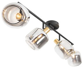 Mennyezeti spotlámpa fekete arannyal és füstüveggel 4-lámpás - Zuzanna