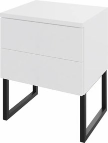 Éjjeliszekrény két fiókkal, lábakkal, click-on, fehér, 40 cm széles