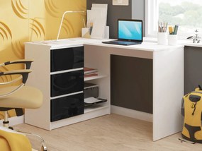 Sarok PC asztal Bodhi (fehér + fényes fekete) (B). Akció -17%. 1068938