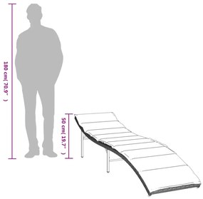 világosszürke polyrattan napozóágy párnával 55x199x50 cm