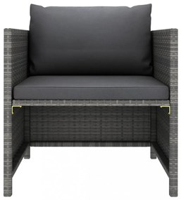 szürke polyrattan kerti kanapé párnákkal