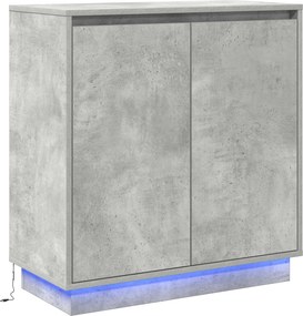 vidaXL LED tálaló polcokkal Beton Szürke 71 x 34,5 x 75 cm Faanyag