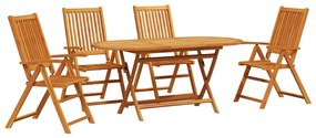 vidaXL Kert étkező szett 5 pcs Barna Tömör Akácfa