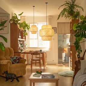 Immax 08267L - Csillár zsinóron HILO 1xE27/40W/230V átm. 38 cm bambusz