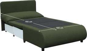 Kihúzható fotel tárhellyel, zöld, FLIK