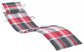 piros kockás oxford szövet napozóágy párna 186 x 58 x 3 cm