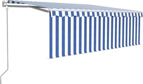 vidaXL kék és fehér redőnyös, szélérzékelős, LED-es napellenző 4x3 m