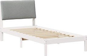 vidaXL Ágykeret Fehér és világosszürke 100 x 200 cm Tömör fenyőfa