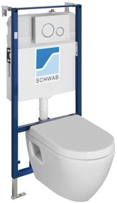 , NERA fali WC rejtett ciszternával és Schwab gombbal, fehér, NS952-SET5