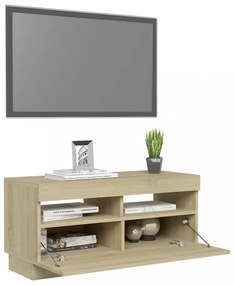 sonoma tölgy színű TV-szekrény LED-lámpákkal 80 x 35 x 40 cm