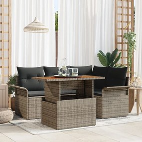 Kert Kanapé Szett 5 darab Szürke, Barna, Fekete Rattan, Acél