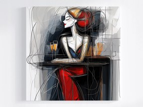Canvas Vászonkép Portré Nő Pezsgő Találkozás Art Deco 40x40