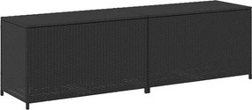 Fekete Polyrattan Kerti Tárolóláda 200 X 50 X 60 Cm