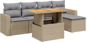 vidaXL 6 részes bézs polyrattan kerti ülőgarnitúra párnával